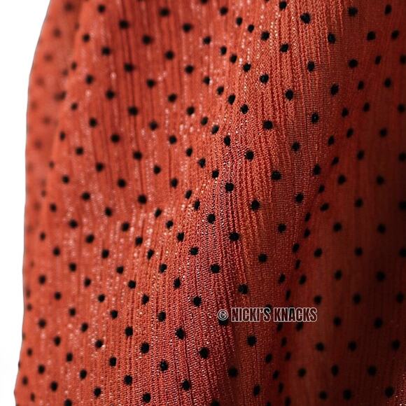 By The River Rust Polka Dot Mini Dress Puff Sleeve Ruffle Fit Flare Fall Size S - Picture 8 of 13